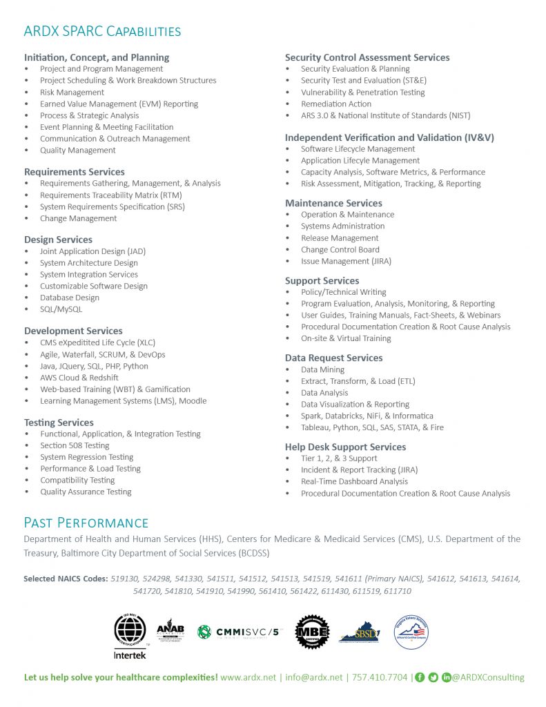 ARDX SPARC Capabilities Collateral - Page 1